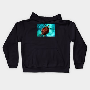 BROWN SEA TURTLE IN THE SEA DESIGN Kids Hoodie